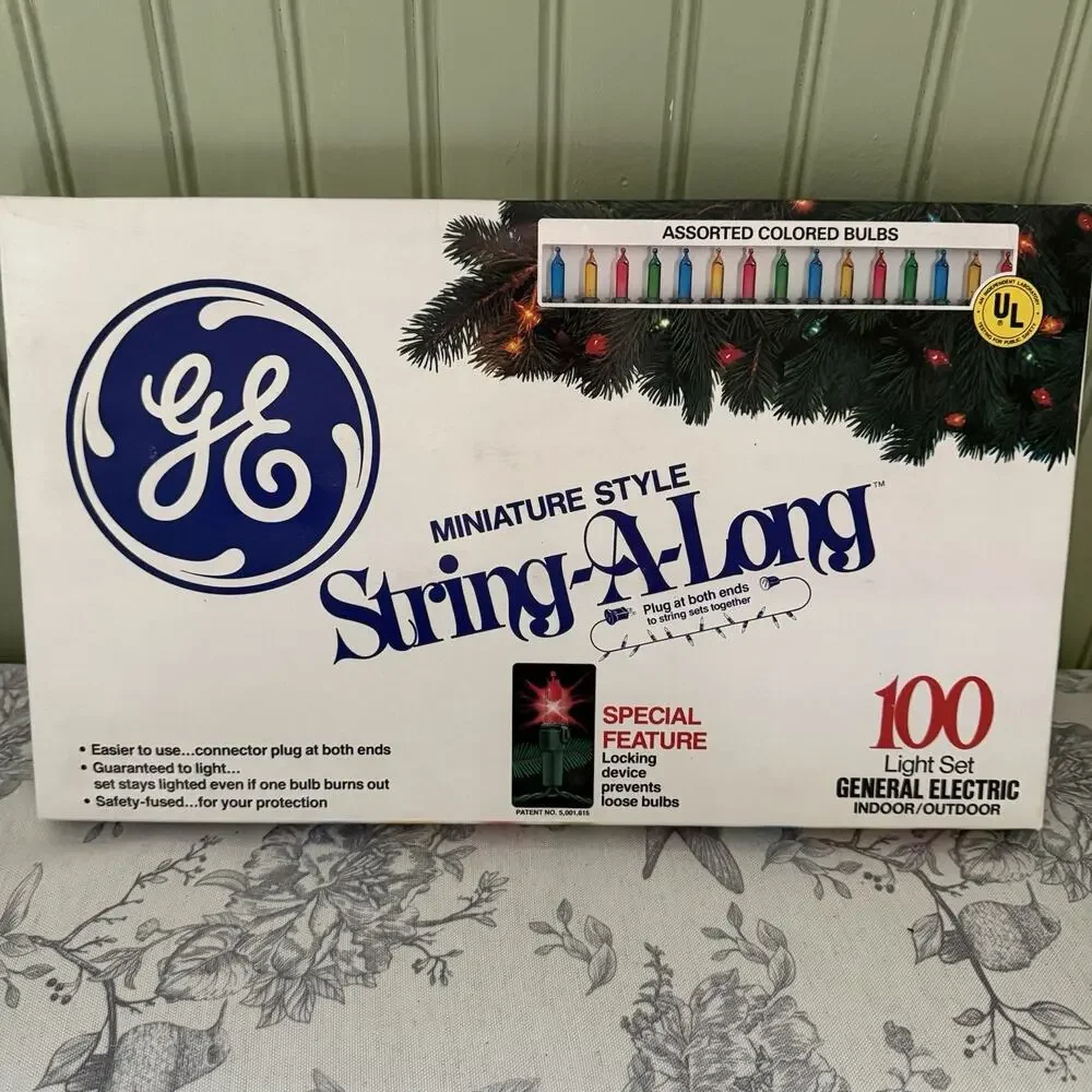 Vtg GE Christmas Lights 100 Miniature-Style Bulb Multi-Color NOS Lot 3 Mini New
